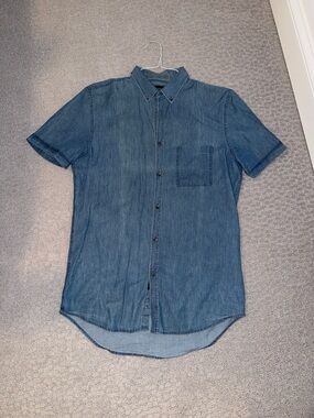 Zanerobe Short-Sleeve Denim Button-Up Shirt - Blue